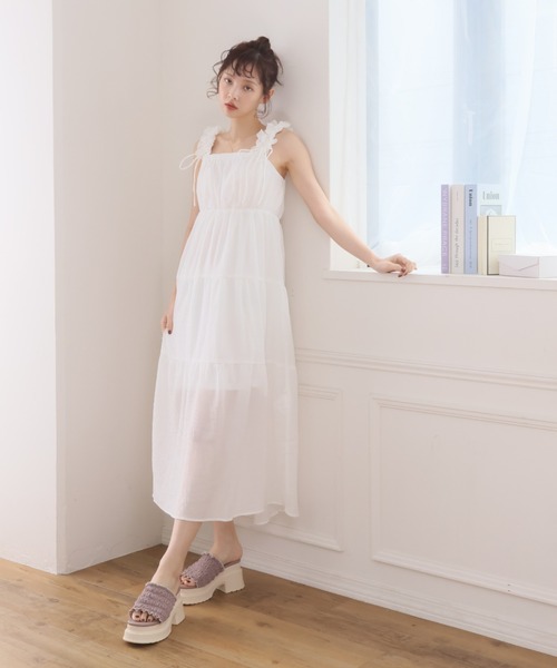 VIVIAN(ヴィヴィアン)の「フリルギャザー厚底プラットフォームミュールサンダル(サンダル・レディース・アイボリー/ブラック/ラベンダー・L/M/S)」の13枚目の写真