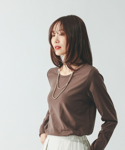 GLOBAL WORK(グローバルワーク)の「Fffit エフィット/やわらかストレッチクルー長袖T/645033(Tシャツ/カットソー・レディース・ブラック/グレー/ホワイト系その他2/ダークブラウン・X-LARGE/MEDIUM/LARGE/SMALL)」の4枚目の写真