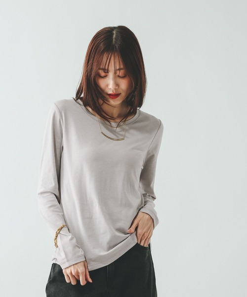 GLOBAL WORK(グローバルワーク)の「Fffit エフィット/やわらかストレッチクルー長袖T/645033(Tシャツ/カットソー・レディース・ブラック/グレー/ホワイト系その他2/ダークブラウン・X-LARGE/MEDIUM/LARGE/SMALL)」の3枚目の写真