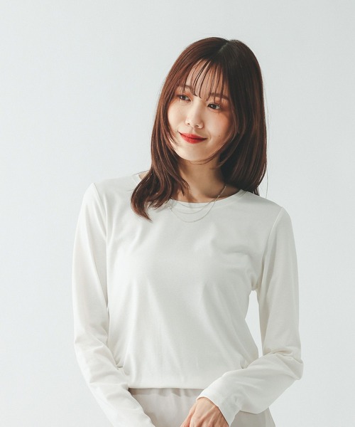GLOBAL WORK(グローバルワーク)の「Fffit エフィット/やわらかストレッチクルー長袖T/645033(Tシャツ/カットソー・レディース・ブラック/グレー/ホワイト系その他2/ダークブラウン・X-LARGE/MEDIUM/LARGE/SMALL)」の2枚目の写真