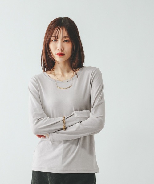 GLOBAL WORK(グローバルワーク)の「Fffit エフィット/やわらかストレッチクルー長袖T/645033(Tシャツ/カットソー・レディース・ブラック/グレー/ホワイト系その他2/ダークブラウン・X-LARGE/MEDIUM/LARGE/SMALL)」の15枚目の写真