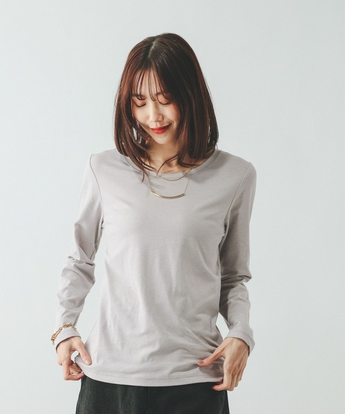 GLOBAL WORK(グローバルワーク)の「Fffit エフィット/やわらかストレッチクルー長袖T/645033(Tシャツ/カットソー・レディース・ブラック/グレー/ホワイト系その他2/ダークブラウン・X-LARGE/MEDIUM/LARGE/SMALL)」の16枚目の写真