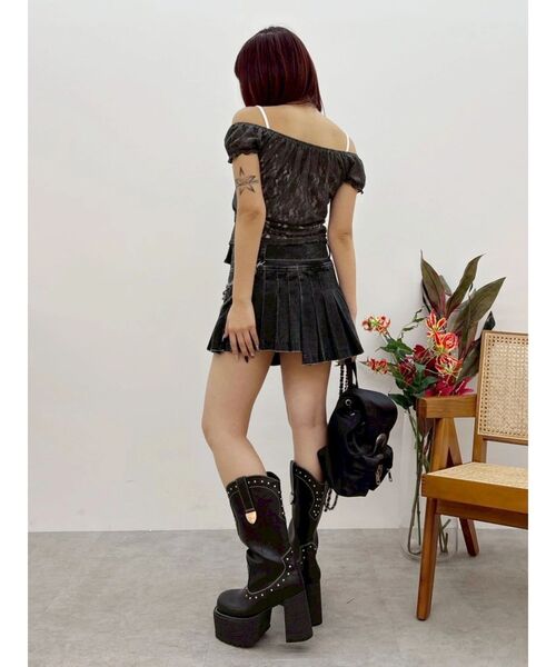 EVRIS（エヴリス）の「【厚底】ウエスタンプラットフォームブーツ（ブーツ・レディース・ブラック/ホワイト・MEDIUM/LARGE/SMALL）」の17枚目の写真