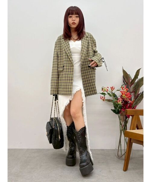 EVRIS（エヴリス）の「【厚底】ウエスタンプラットフォームブーツ（ブーツ・レディース・ブラック/ホワイト・MEDIUM/LARGE/SMALL）」の18枚目の写真