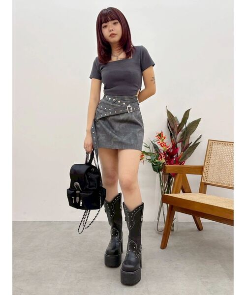 EVRIS（エヴリス）の「【厚底】ウエスタンプラットフォームブーツ（ブーツ・レディース・ブラック/ホワイト・MEDIUM/LARGE/SMALL）」の20枚目の写真