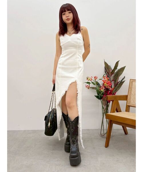 EVRIS（エヴリス）の「【厚底】ウエスタンプラットフォームブーツ（ブーツ・レディース・ブラック/ホワイト・MEDIUM/LARGE/SMALL）」の21枚目の写真