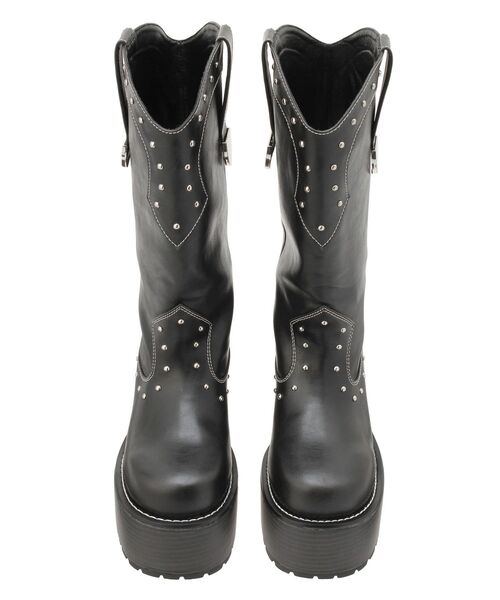 EVRIS（エヴリス）の「【厚底】ウエスタンプラットフォームブーツ（ブーツ・レディース・ブラック/ホワイト・MEDIUM/LARGE/SMALL）」の4枚目の写真