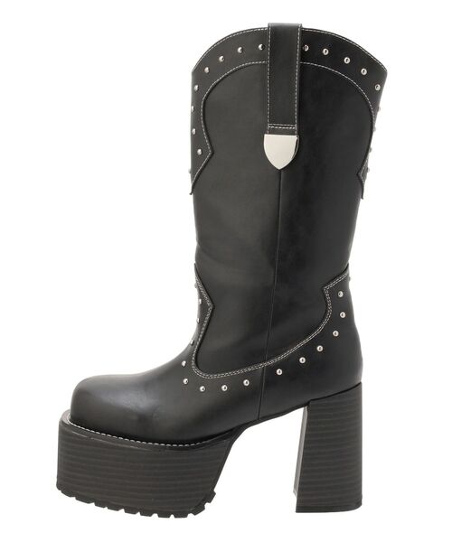 EVRIS（エヴリス）の「【厚底】ウエスタンプラットフォームブーツ（ブーツ・レディース・ブラック/ホワイト・MEDIUM/LARGE/SMALL）」の5枚目の写真