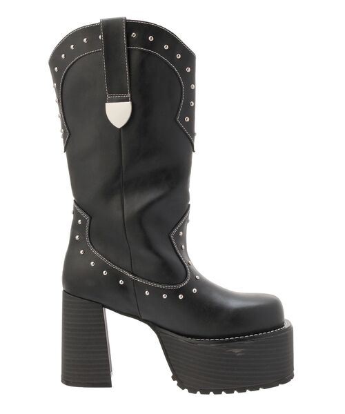 EVRIS（エヴリス）の「【厚底】ウエスタンプラットフォームブーツ（ブーツ・レディース・ブラック/ホワイト・MEDIUM/LARGE/SMALL）」の6枚目の写真