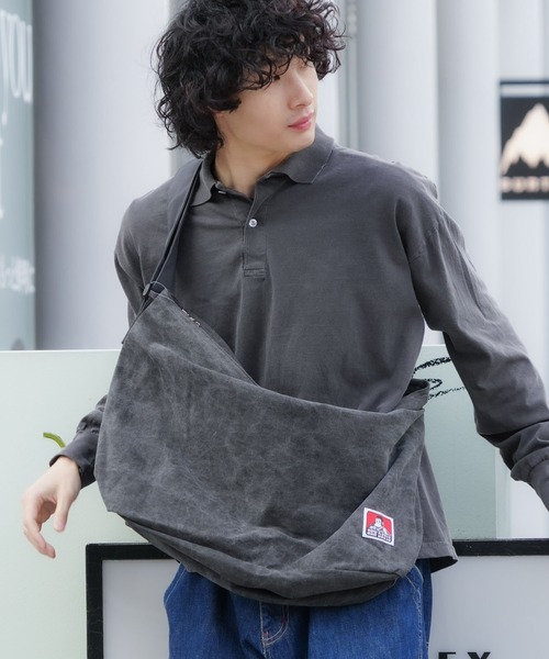 BEN DAVIS(ベンデイビス)の「【BEN DAVIS/ベンデイビス】【こなれヴィンテージ感】ピグメント ショルダーバッグ ニュースペーパーバッグ ビッグサイズ(ショルダーバッグ・メンズ・ブラック/ネイビー・FREE)」の12枚目の写真