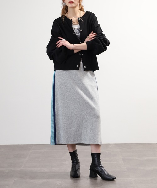 EGLANTINE(エグランティーヌ)の「EGLANTINE メッシュサイドライン スウェットスカート(スカート・レディース・ネイビー/ベージュ/シルバーグレー・40)」の10枚目の写真