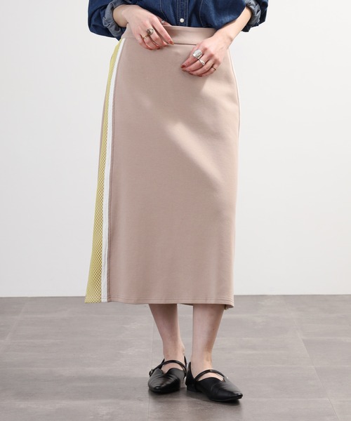 EGLANTINE(エグランティーヌ)の「EGLANTINE メッシュサイドライン スウェットスカート(スカート・レディース・ネイビー/ベージュ/シルバーグレー・40)」の14枚目の写真