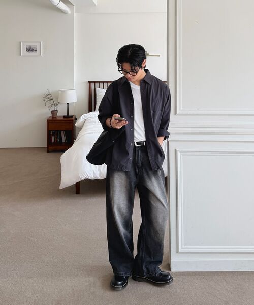 INDUST(インダスト)の「クロップバイオウォッシュドペーパーシャツ_チャコール(シャツ/ブラウス・レディース・チャコール・1(S)/2(M)/3(L))」の5枚目の写真