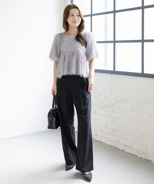 CLEAR BASIC（クリアベーシック）の「2wayフリンジブラウス［骨格ウェーブ/華奢見え/フレアシルエット/フェミニン］（シャツ/ブラウス・レディース・ピンク/アイボリー/グレー・F）」の18枚目の写真