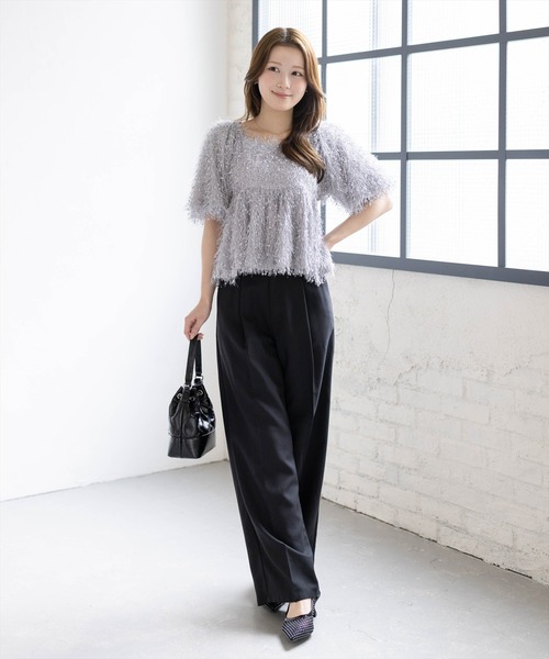 CLEAR BASIC（クリアベーシック）の「2wayフリンジブラウス［骨格ウェーブ/華奢見え/フレアシルエット/フェミニン］（シャツ/ブラウス・レディース・ピンク/アイボリー/グレー・F）」の19枚目の写真