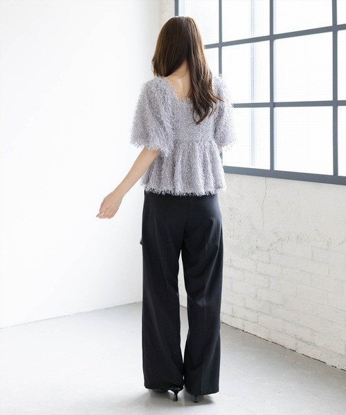 CLEAR BASIC（クリアベーシック）の「2wayフリンジブラウス［骨格ウェーブ/華奢見え/フレアシルエット/フェミニン］（シャツ/ブラウス・レディース・ピンク/アイボリー/グレー・F）」の20枚目の写真