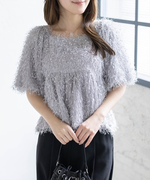 CLEAR BASIC（クリアベーシック）の「2wayフリンジブラウス［骨格ウェーブ/華奢見え/フレアシルエット/フェミニン］（シャツ/ブラウス・レディース・ピンク/アイボリー/グレー・F）」の16枚目の写真