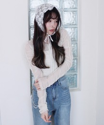 シャーリングシアートップス 春服 春 レイヤード ギャザー インナー 透け感 カジュアル シンプル
