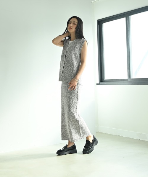 STYLE DELI（スタイルデリ）の「【BLK001】ツイード風ミックススラブベスト（ベスト・レディース・ブラック/ミックスグレー・FREE）」の7枚目の写真