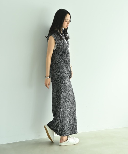 STYLE DELI（スタイルデリ）の「【BLK001】ツイード風ミックススラブベスト（ベスト・レディース・ブラック/ミックスグレー・FREE）」の10枚目の写真