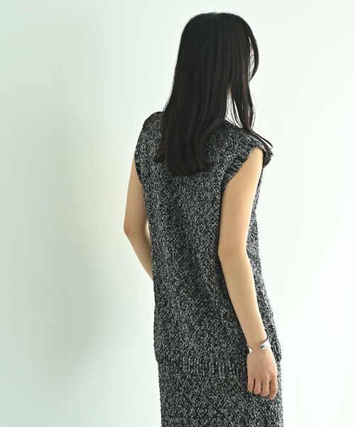 STYLE DELI（スタイルデリ）の「【BLK001】ツイード風ミックススラブベスト（ベスト・レディース・ブラック/ミックスグレー・FREE）」の11枚目の写真