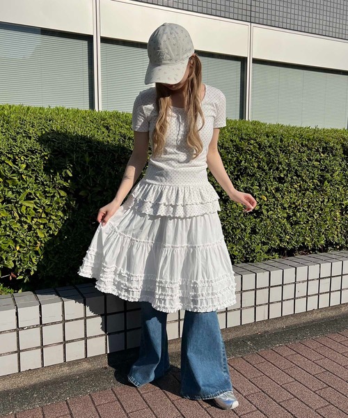 WC(ダブル シー)の「リトルフラワーキャップ(キャップ・レディース・ネイビー/ホワイト・FREE)」の8枚目の写真