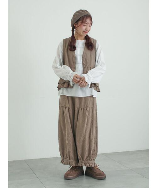 【WEB限定】コットンジャカード製品染め裾フリルパンツ tukuroi】コットンジャカード製品染め裾フリルパンツ《WEB限定