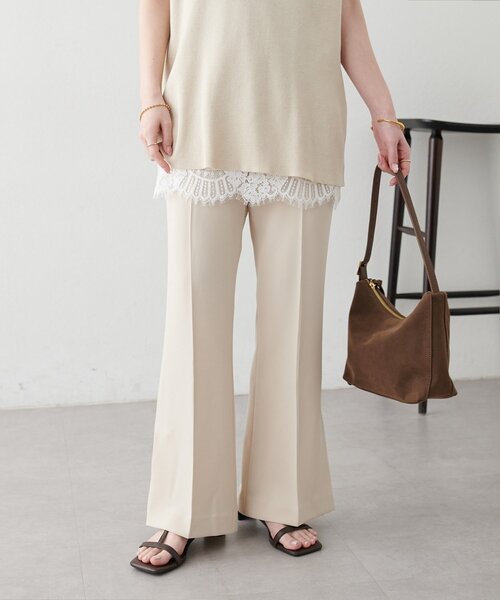 DISCOAT（ディスコート）の「【Noka】サイドスリットセミフレアパンツ（その他パンツ・レディース・ブラック/ブラウン/ホワイト系その他・FREE）」の4枚目の写真