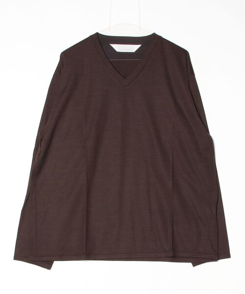 fridge(フリッジ)の「【ANDER】アンダー MERINO WOOL V NECK(Tシャツ/カットソー・メンズ・グレー/カーキ/ブラウン/ブラック・3/2)」の1枚目の写真