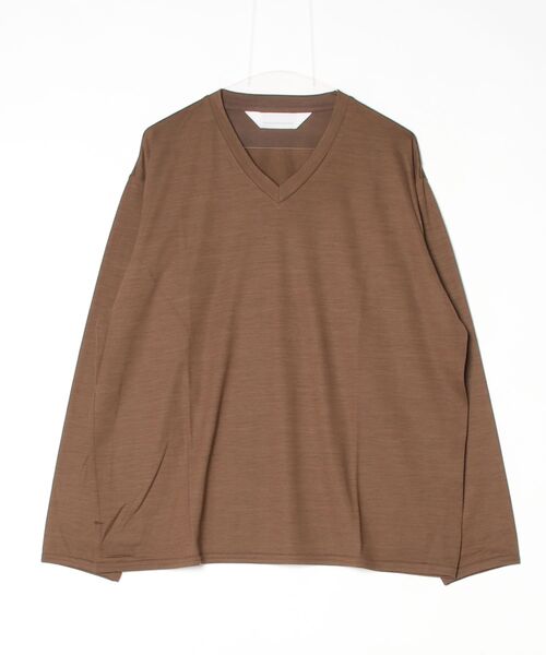 fridge(フリッジ)の「【ANDER】アンダー MERINO WOOL V NECK(Tシャツ/カットソー・メンズ・グレー/カーキ/ブラウン/ブラック・3/2)」の4枚目の写真