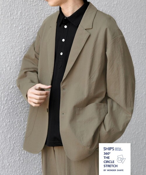 SHIPS any(シップス エニィ)の「SHIPS any:〈接触冷感/ストレッチ〉360° THE CIRCLE STRETCH リネン ミックス リラックス ジャケット(セットアップ対応)◇(テーラードジャケット・メンズ・ネイビー/カーキ/ブラック・X-LARGE/LARGE/MEDIUM/SMALL)」の2枚目の写真