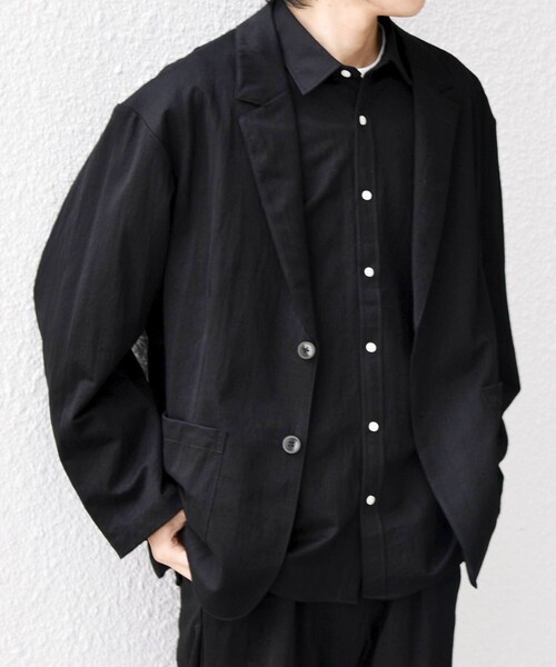 SHIPS any(シップス エニィ)の「SHIPS any:〈接触冷感/ストレッチ〉360° THE CIRCLE STRETCH リネン ミックス リラックス ジャケット(セットアップ対応)◇(テーラードジャケット・メンズ・ネイビー/カーキ/ブラック・X-LARGE/LARGE/MEDIUM/SMALL)」の12枚目の写真