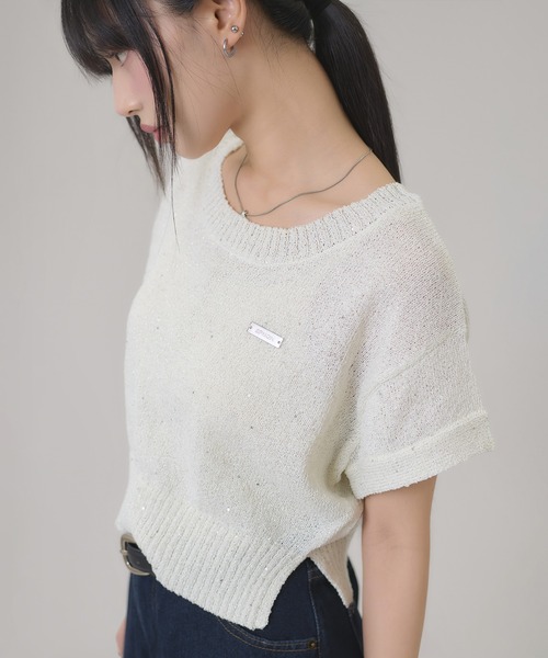 apres jour mignon（アプレジュールミニョン）の「スパンコールラメニット（ニット/セーター・レディース・ピンク/ブルー/オフホワイト・LARGE/フリー）」の7枚目の写真