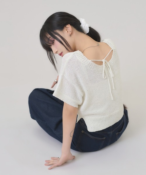 apres jour mignon（アプレジュールミニョン）の「スパンコールラメニット（ニット/セーター・レディース・ピンク/ブルー/オフホワイト・LARGE/フリー）」の8枚目の写真