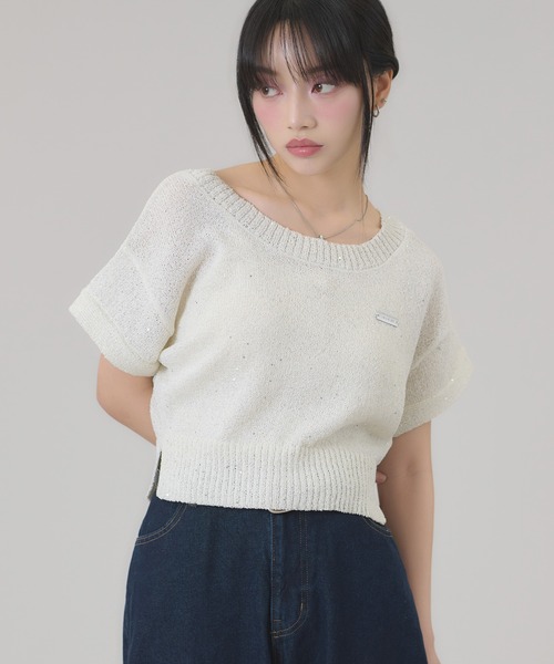 apres jour mignon（アプレジュールミニョン）の「スパンコールラメニット（ニット/セーター・レディース・ピンク/ブルー/オフホワイト・LARGE/フリー）」の9枚目の写真