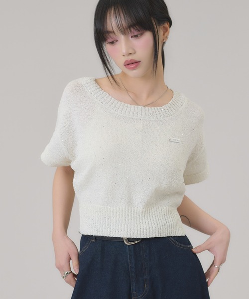 apres jour mignon（アプレジュールミニョン）の「スパンコールラメニット（ニット/セーター・レディース・ピンク/ブルー/オフホワイト・LARGE/フリー）」の10枚目の写真