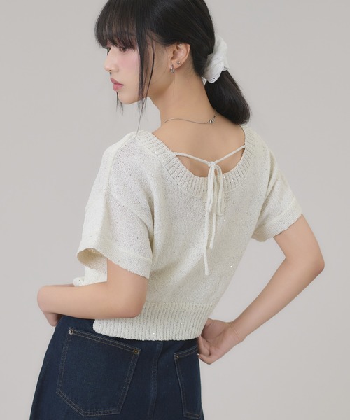 apres jour mignon（アプレジュールミニョン）の「スパンコールラメニット（ニット/セーター・レディース・ピンク/ブルー/オフホワイト・LARGE/フリー）」の12枚目の写真