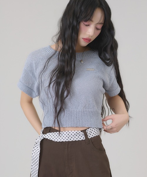apres jour mignon（アプレジュールミニョン）の「スパンコールラメニット（ニット/セーター・レディース・ピンク/ブルー/オフホワイト・LARGE/フリー）」の19枚目の写真