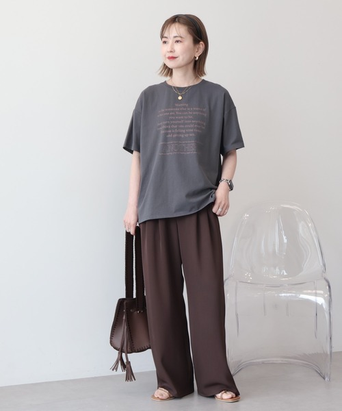 AMERICAN HOLIC(アメリカンホリック)の「メッセージロゴTシャツ(Tシャツ/カットソー・レディース・オフホワイト/チャコールグレー/ホワイト系その他・M/L)」の4枚目の写真
