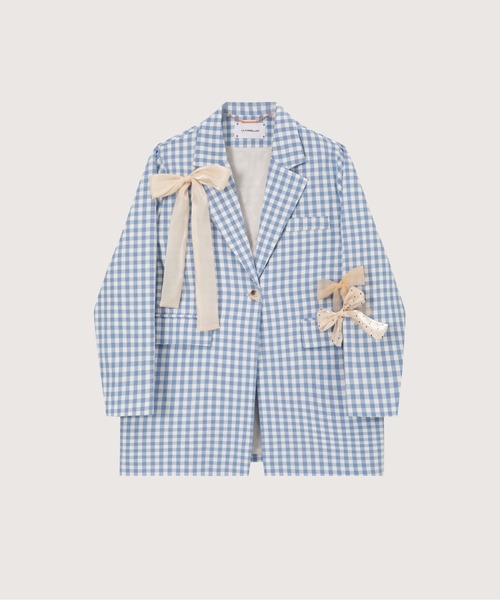 Crisp Plaid Ribbon Attacked Jacket（テーラードジャケット）｜LA 