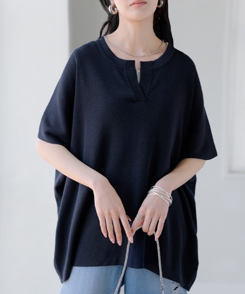 HUG.U(ハグユー)の「ドルマンスキッパーサマーニット(Tシャツ/カットソー・レディース・レッド/ホワイト/ネイビー・FREE)」の15枚目の写真