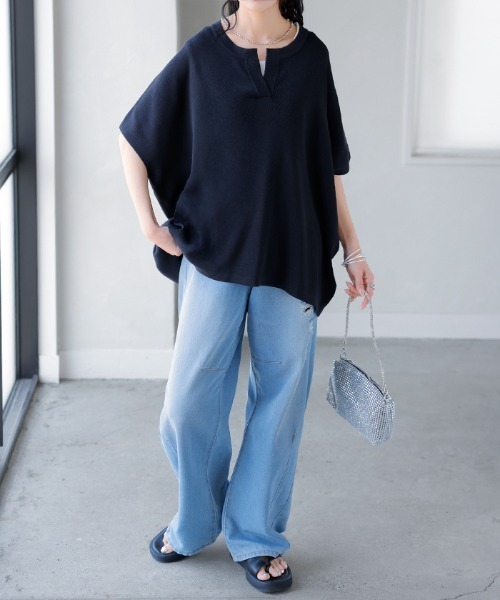 HUG.U(ハグユー)の「ドルマンスキッパーサマーニット(Tシャツ/カットソー・レディース・レッド/ホワイト/ネイビー・FREE)」の17枚目の写真
