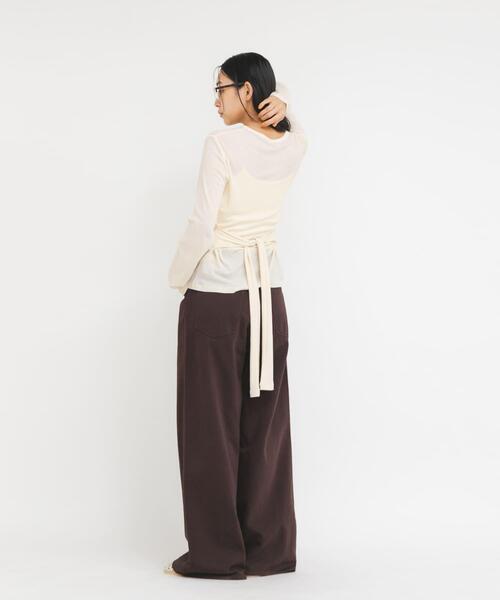KBF(ケイビーエフ)の「ノットデザインシアートップス(Tシャツ/カットソー・レディース・レッド/ブラック/アイボリー・ONE)」の10枚目の写真