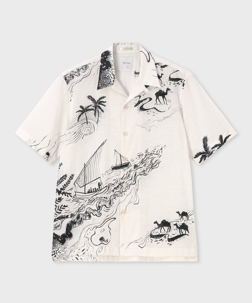 Paul Smith(ポールスミス)の「"Travels Toile" オープンカラーシャツ / 163640 332(シャツ/ブラウス・メンズ・グリーン/キナリ・X-LARGE/LARGE/MEDIUM/SMALL)」の2枚目の写真
