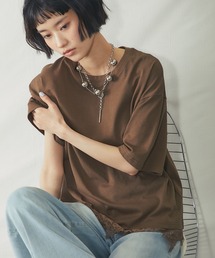裾レースドッキングTシャツ