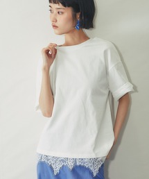 裾レースドッキングTシャツ