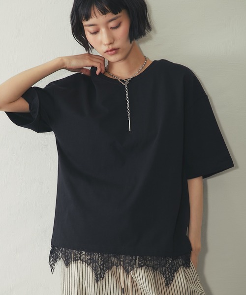 ANOTHER S(アナザーエス)の「裾レースドッキングTシャツ(Tシャツ/カットソー・レディース・ブラック/ブラウン/オフホワイト・FREE)」の20枚目の写真