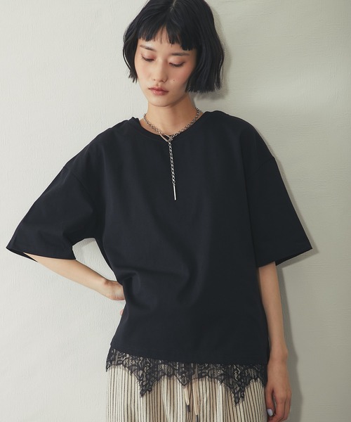 ANOTHER S(アナザーエス)の「裾レースドッキングTシャツ(Tシャツ/カットソー・レディース・ブラック/ブラウン/オフホワイト・FREE)」の22枚目の写真