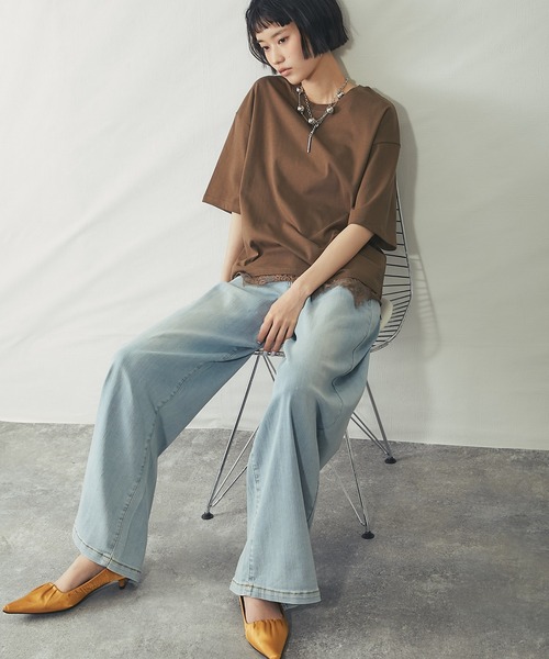 ANOTHER S(アナザーエス)の「裾レースドッキングTシャツ(Tシャツ/カットソー・レディース・ブラック/ブラウン/オフホワイト・FREE)」の15枚目の写真
