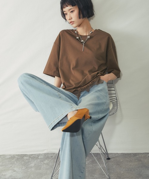 ANOTHER S(アナザーエス)の「裾レースドッキングTシャツ(Tシャツ/カットソー・レディース・ブラック/ブラウン/オフホワイト・FREE)」の18枚目の写真